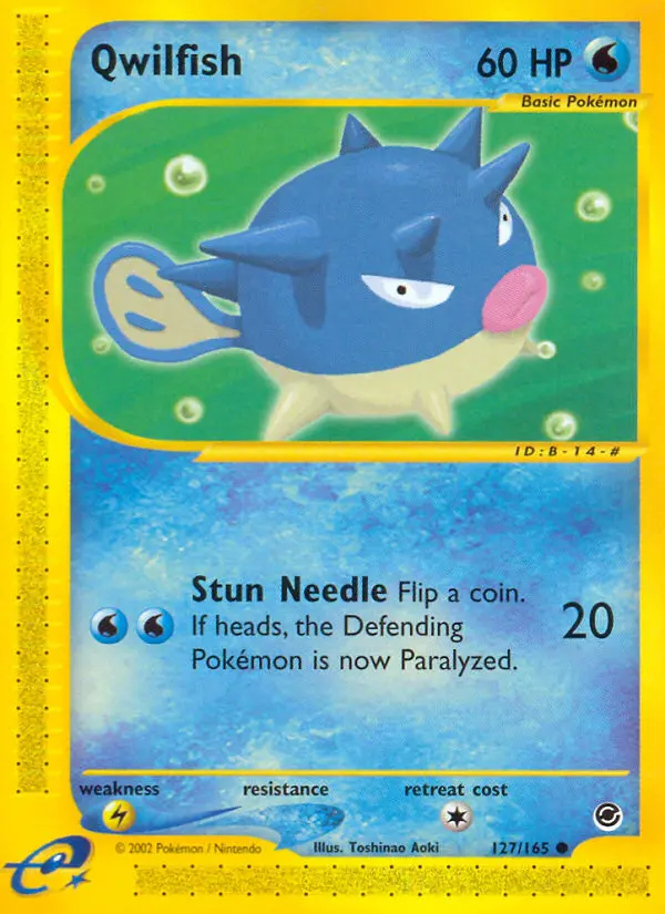 Qwilfish Common Pokemon card #127 from Expedition Base Set