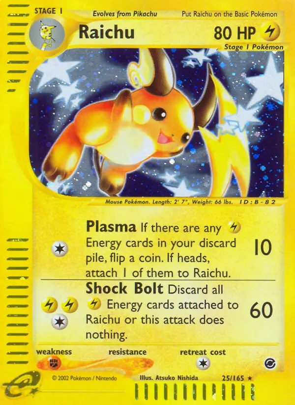Raichu Rare Pokemon card #25 from Expedition Base Set