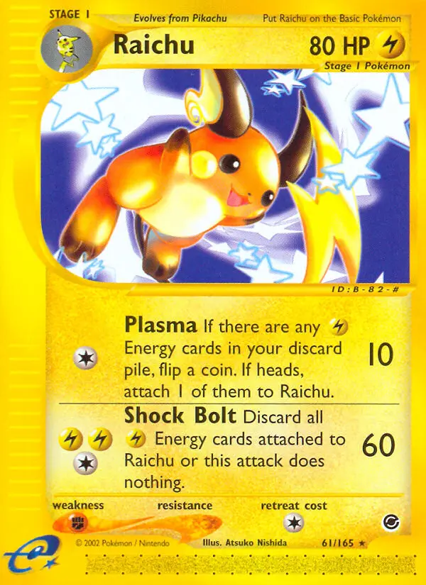 Raichu Rare Pokemon card #61 from Expedition Base Set