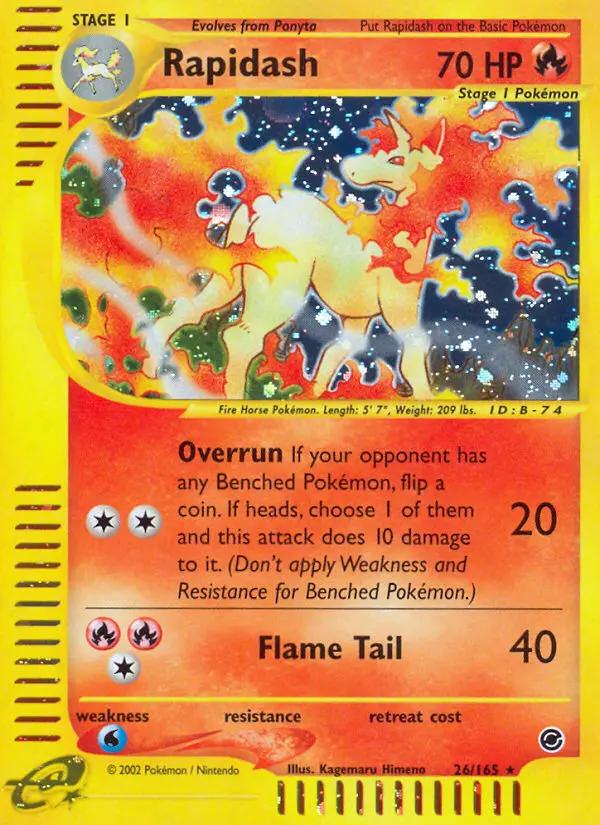Rapidash Rare Pokemon card #26 from Expedition Base Set