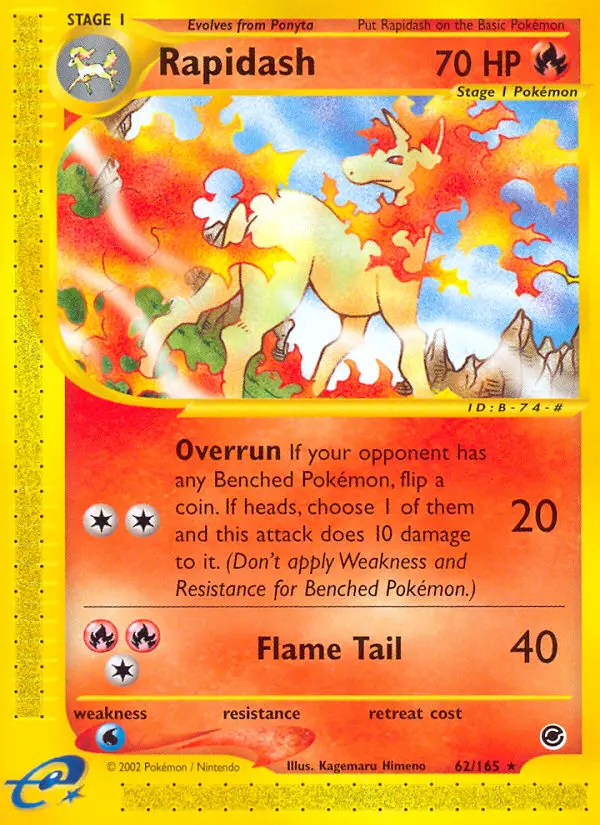Rapidash Rare Pokemon card #62 from Expedition Base Set