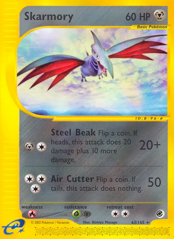 Skarmory Rare Pokemon card #63 from Expedition Base Set