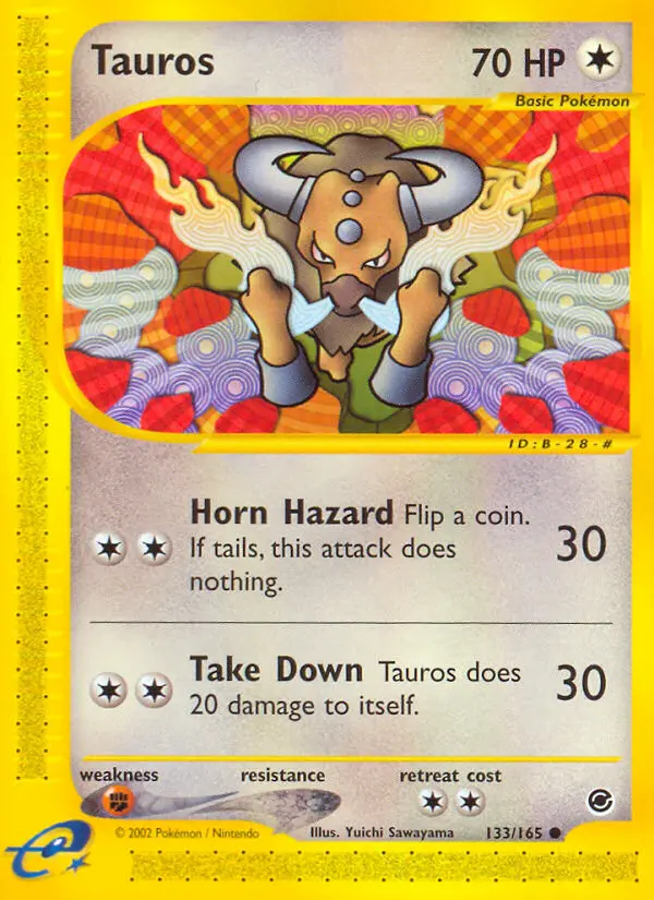 Tauros Common Pokemon card #133 from Expedition Base Set