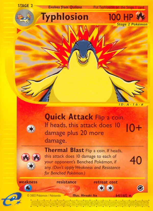 Typhlosion Rare Pokemon card #64 from Expedition Base Set