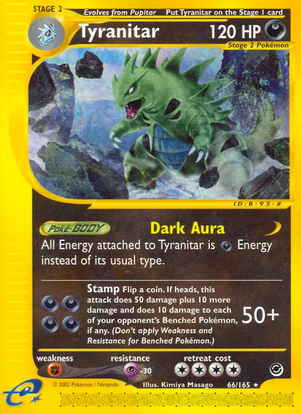 Tyranitar Rare Pokemon card #66 from Expedition Base Set