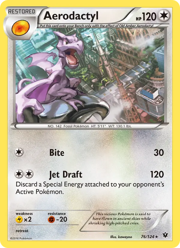 Aerodactyl Rare Pokemon card #76 from Fates Collide