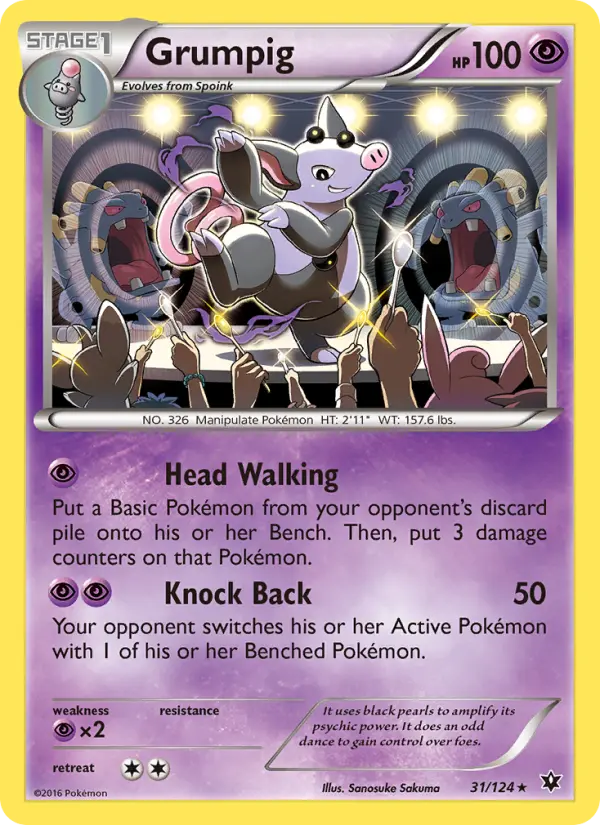Grumpig Rare Pokemon card #31 from Fates Collide