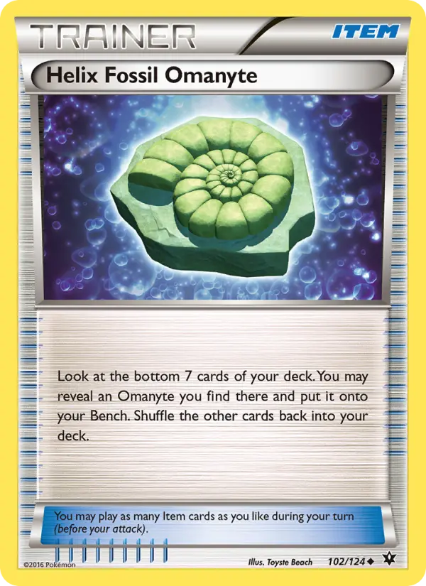 Helix Fossil Omanyte Uncommon Pokemon card #102 from Fates Collide