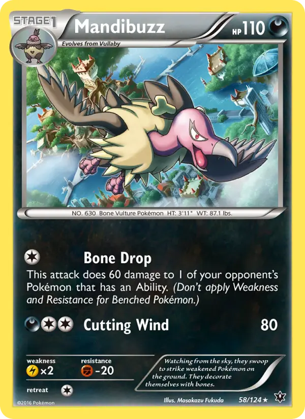 Mandibuzz Rare Pokemon card #58 from Fates Collide