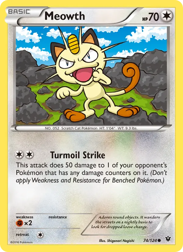 Meowth Common Pokemon card #74 from Fates Collide