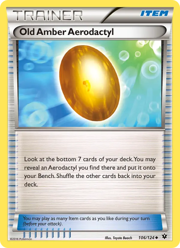 Old Amber Aerodactyl Uncommon Pokemon card #106 from Fates Collide