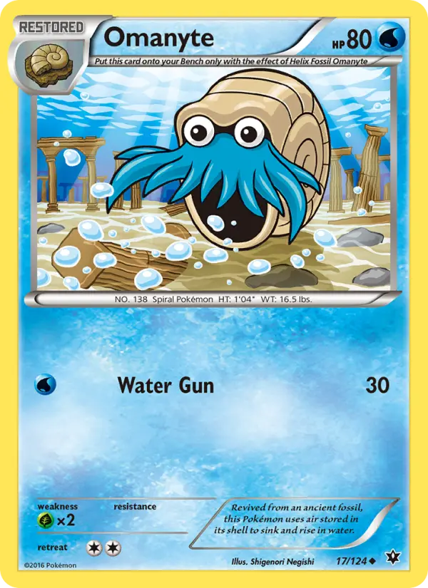 Omanyte Uncommon Pokemon card #17 from Fates Collide