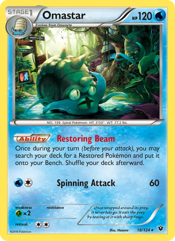Omastar Rare Pokemon card #18 from Fates Collide