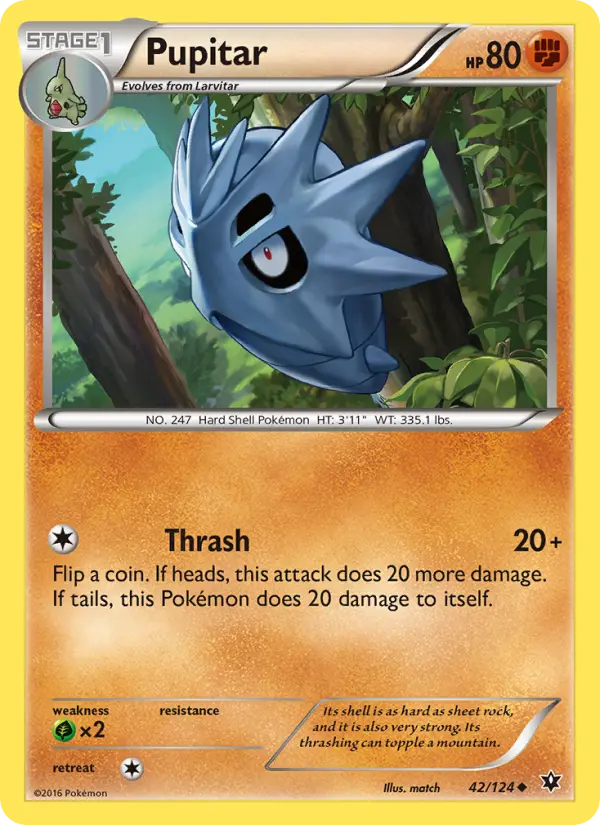 Pupitar Uncommon Pokemon card #42 from Fates Collide