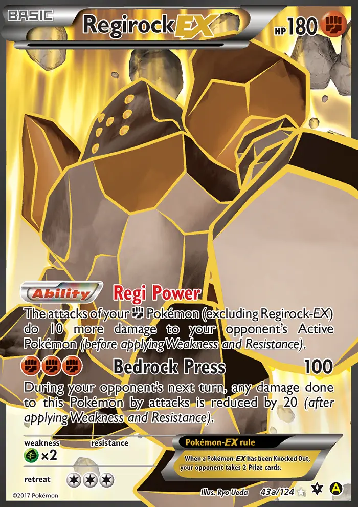 Regirock EX Rare Pokemon card #43a from Fates Collide