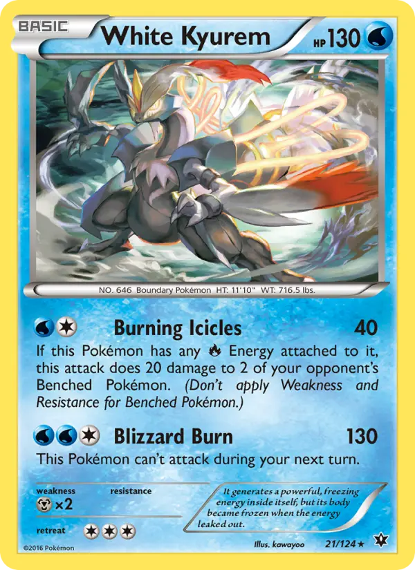 White Kyurem Rare Pokemon card #21 from Fates Collide