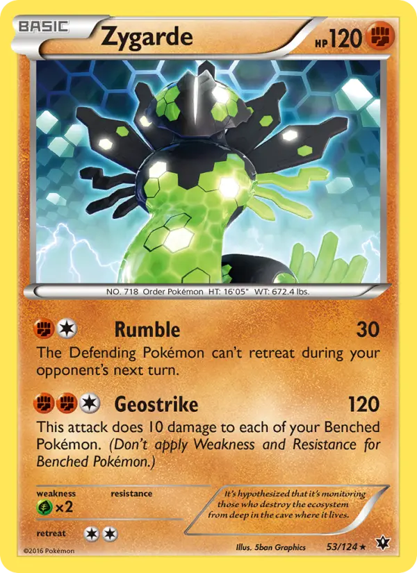 Zygarde Rare Pokemon card #53 from Fates Collide