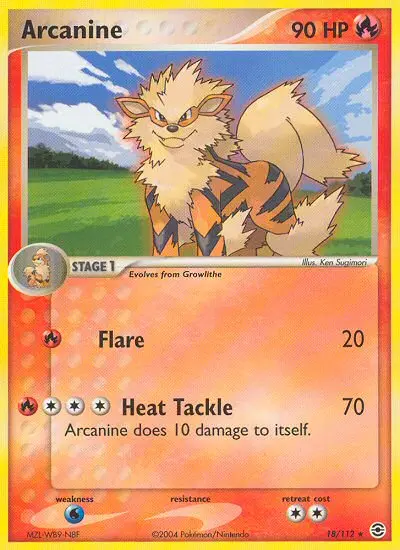 Arcanine Rare Pokemon card #18 from FireRed & LeafGreen