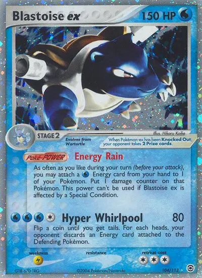 Blastoise ex Rare Pokemon card #104 from FireRed & LeafGreen