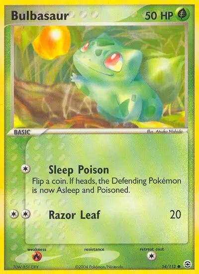 Bulbasaur Common Pokemon card #54 from FireRed & LeafGreen