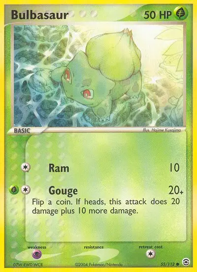 Bulbasaur Common Pokemon card #55 from FireRed & LeafGreen