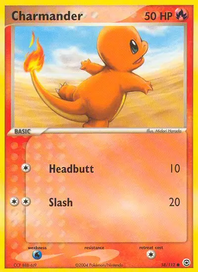 Charmander Common Pokemon card #58 from FireRed & LeafGreen