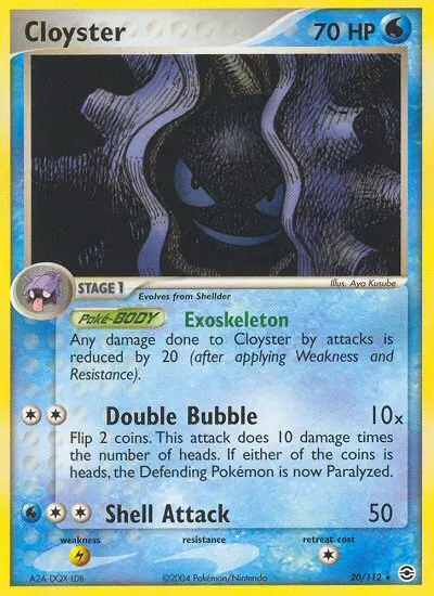 Cloyster Rare Pokemon card #20 from FireRed & LeafGreen