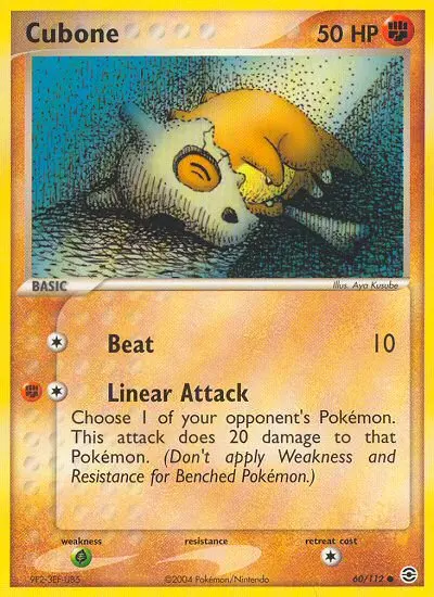 Cubone Common Pokemon card #60 from FireRed & LeafGreen