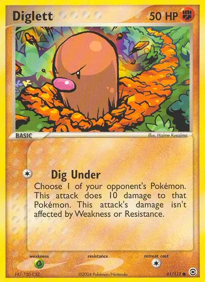 Diglett Common Pokemon card #61 from FireRed & LeafGreen
