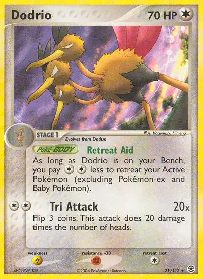 Dodrio Rare Pokemon card #21 from FireRed & LeafGreen