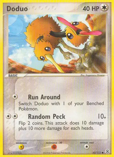 Doduo Common Pokemon card #62 from FireRed & LeafGreen