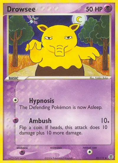 Drowzee Uncommon Pokemon card #32 from FireRed & LeafGreen