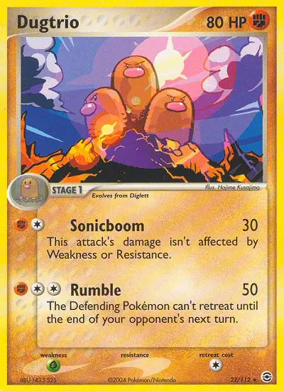 Dugtrio Rare Pokemon card #22 from FireRed & LeafGreen