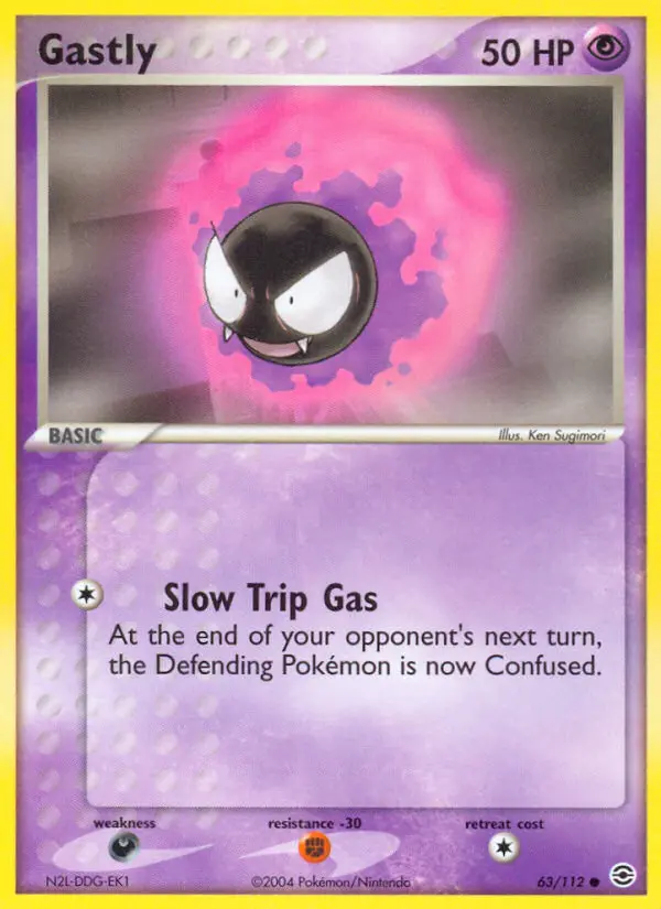 Gastly Common Pokemon card #63 from FireRed & LeafGreen