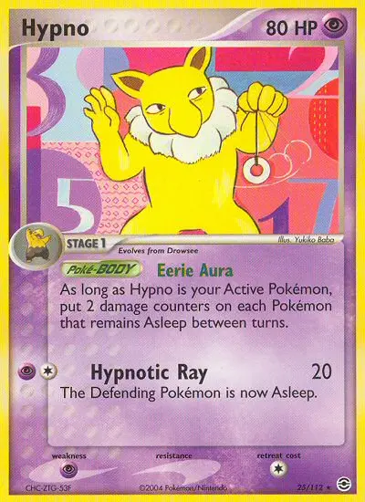 Hypno Rare Pokemon card #25 from FireRed & LeafGreen