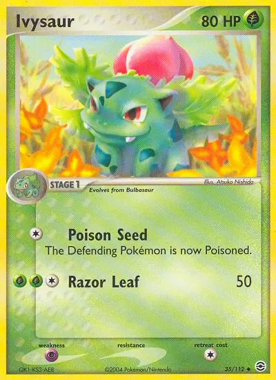 Ivysaur Uncommon Pokemon card #35 from FireRed & LeafGreen
