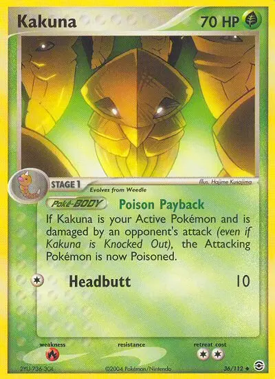 Kakuna Uncommon Pokemon card #36 from FireRed & LeafGreen