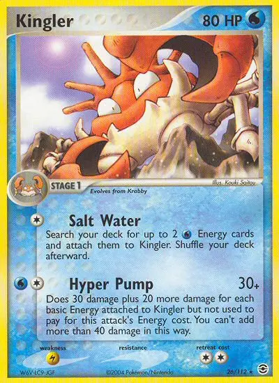 Kingler Rare Pokemon card #26 from FireRed & LeafGreen