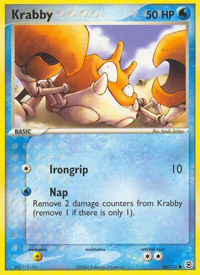 Krabby Common Pokemon card #66 from FireRed & LeafGreen