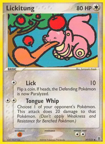 Lickitung Uncommon Pokemon card #37 from FireRed & LeafGreen