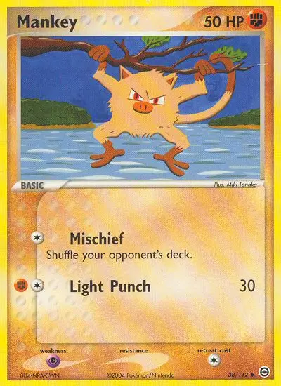 Mankey Uncommon Pokemon card #38 from FireRed & LeafGreen