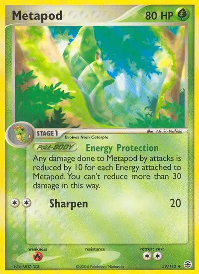Metapod Uncommon Pokemon card #39 from FireRed & LeafGreen