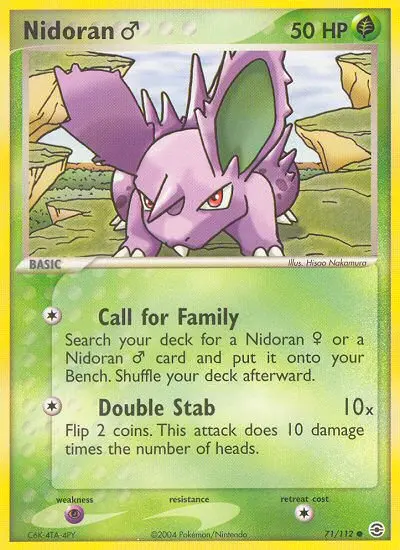 Nidoran♂ Common Pokemon card #71 from FireRed & LeafGreen