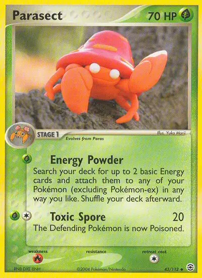 Parasect Uncommon Pokemon card #43 from FireRed & LeafGreen