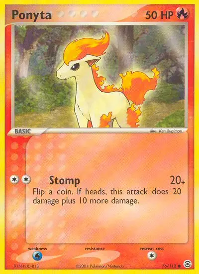 Ponyta Common Pokemon card #76 from FireRed & LeafGreen