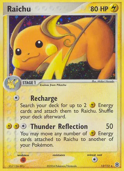Raichu Rare Pokemon card #12 from FireRed & LeafGreen