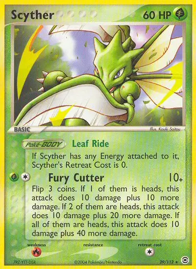 Scyther Rare Pokemon card #29 from FireRed & LeafGreen