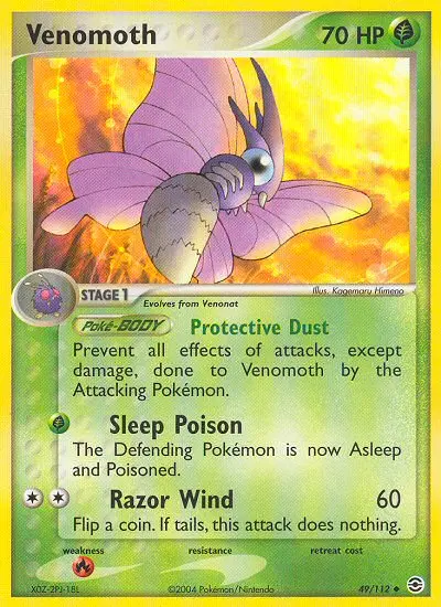 Venomoth Uncommon Pokemon card #49 from FireRed & LeafGreen