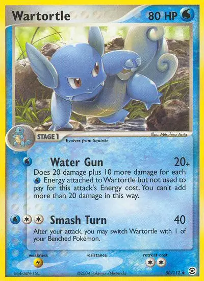Wartortle Uncommon Pokemon card #50 from FireRed & LeafGreen