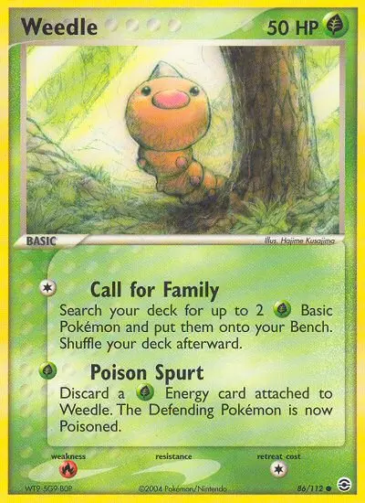 Weedle Common Pokemon card #86 from FireRed & LeafGreen